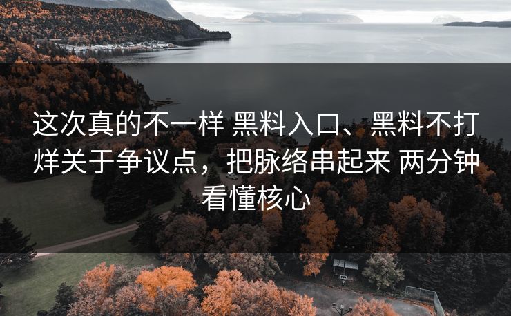 这次真的不一样 黑料入口、黑料不打烊关于争议点，把脉络串起来 两分钟看懂核心