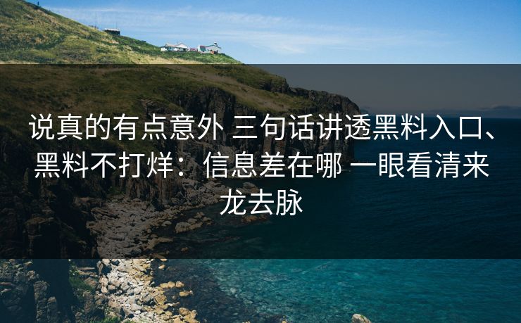 说真的有点意外 三句话讲透黑料入口、黑料不打烊：信息差在哪 一眼看清来龙去脉