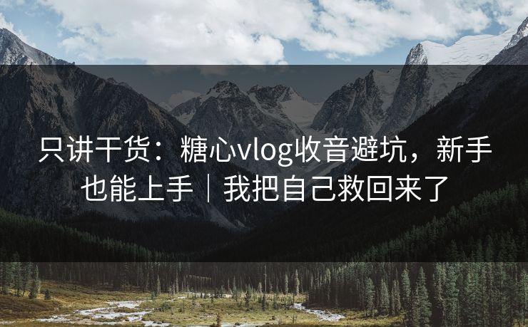 只讲干货：糖心vlog收音避坑，新手也能上手｜我把自己救回来了