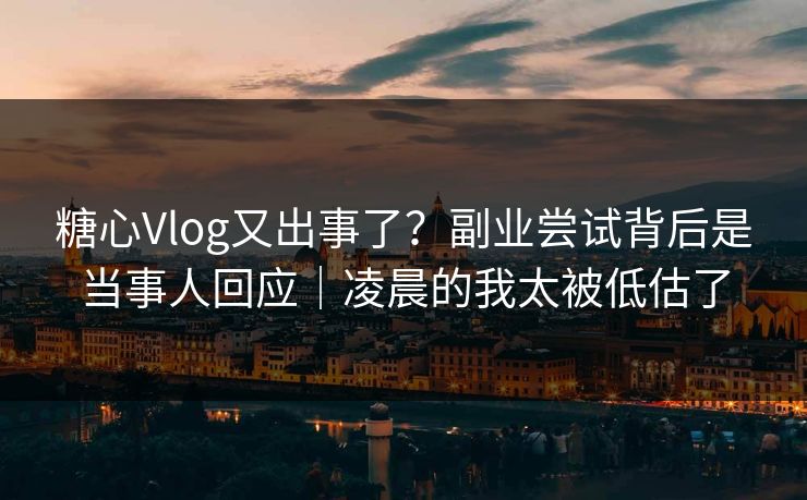 糖心Vlog又出事了？副业尝试背后是当事人回应｜凌晨的我太被低估了
