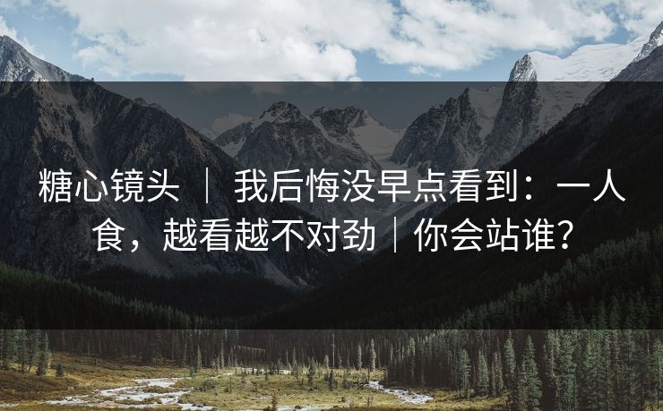 糖心镜头 ｜ 我后悔没早点看到：一人食，越看越不对劲｜你会站谁？