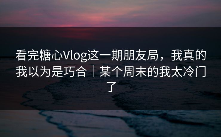 看完糖心Vlog这一期朋友局，我真的我以为是巧合｜某个周末的我太冷门了
