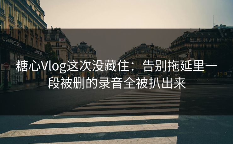糖心Vlog这次没藏住：告别拖延里一段被删的录音全被扒出来