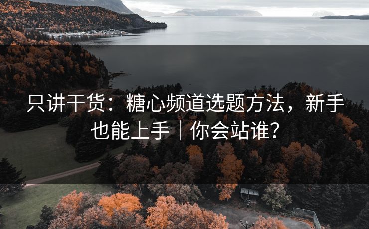 只讲干货：糖心频道选题方法，新手也能上手｜你会站谁？