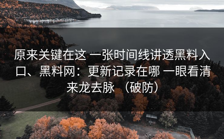 原来关键在这 一张时间线讲透黑料入口、黑料网：更新记录在哪 一眼看清来龙去脉 （破防）
