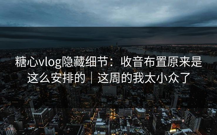 糖心vlog隐藏细节：收音布置原来是这么安排的｜这周的我太小众了