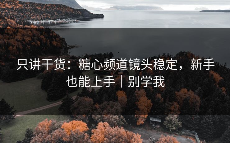 只讲干货：糖心频道镜头稳定，新手也能上手｜别学我