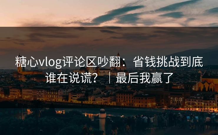 糖心vlog评论区吵翻：省钱挑战到底谁在说谎？｜最后我赢了