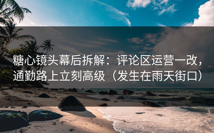 糖心镜头幕后拆解：评论区运营一改，通勤路上立刻高级（发生在雨天街口）